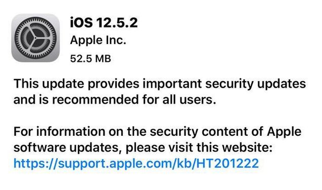 沁阳苹果手机维修分享iOS12.5.2发布，建议所有老苹果用户安装 